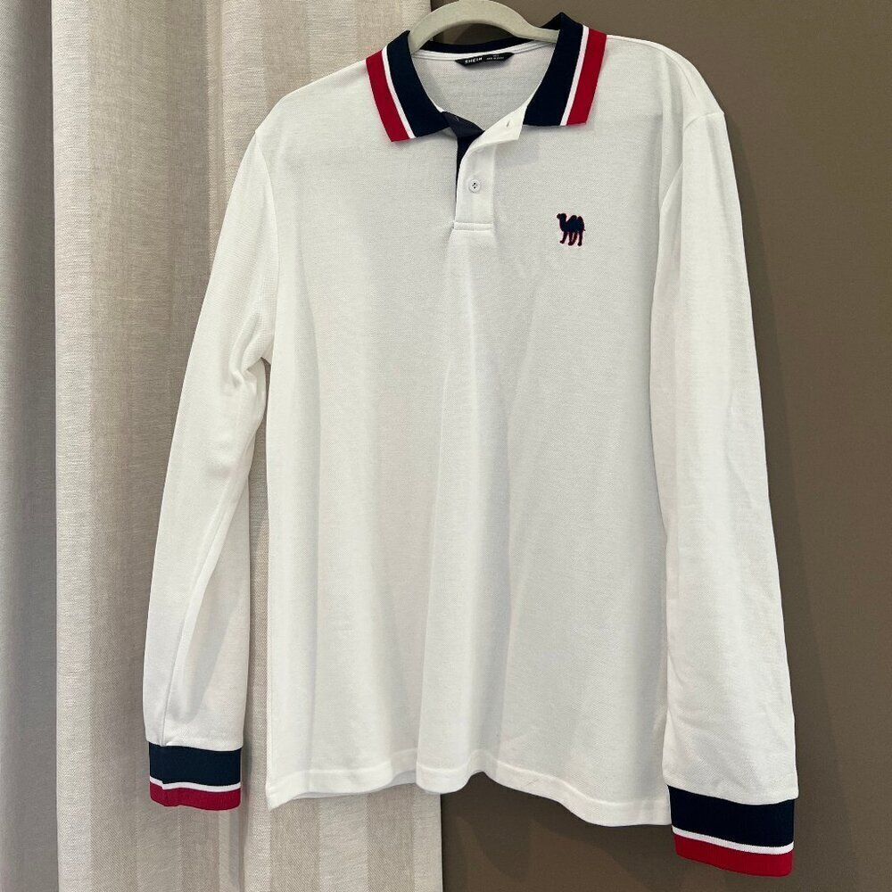 Men's Shein Manfinity Embroidery Contrast Collar Polo Shirt, Size Large